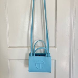 Mini telfar bag in pool blue